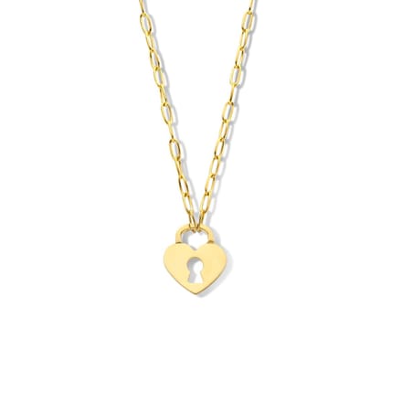 zilver verguld (geel) collier hart slot 42 cm 2102625
