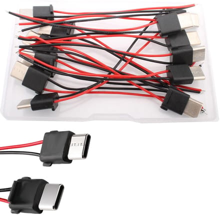 12pcs USB C Plugs 3A - 2-Pin Panel Mount Connector met 70mm Draad