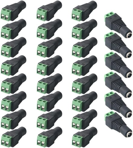 Set van 30 DC-connectoren 5,5 x 2,1 mm - 2-pins - Geschikt voor videobewaking en LED-strips