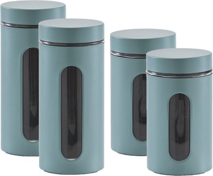 Zeller - 4x keuken voorraadpotten rvs - 2 formaten 900 ml en 1200 ml