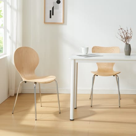 Eetkamerstoel Etne 85x48x50 cm set van 4 naturel en chroom [en.casa]