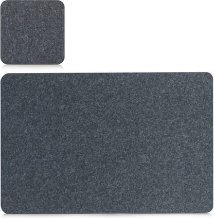Placemats en onderzetters - set 4x - antraciet grijs - vilt - 45 x 30 cm