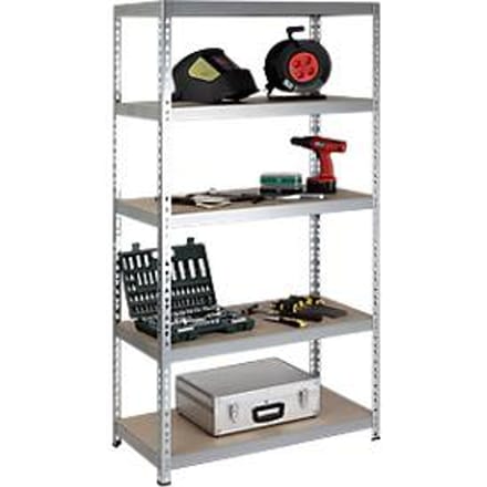 Legbordstelling - zware belasting - complete stelling - met 5 legborden - B 920 x D 600 x H 2000 mm - gegalvaniseerd