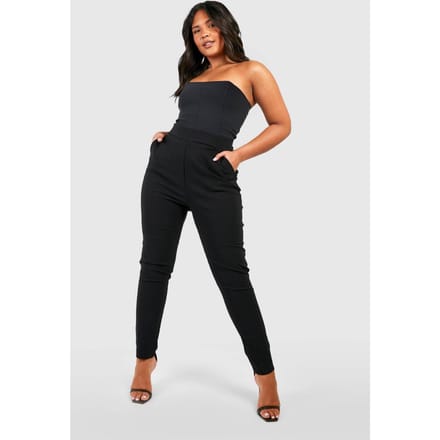 boohoo Dames Plus Super Stretch Getailleerde Broek | Zwart | Maat: 54