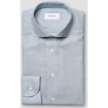 Eton Overhemd Organic Supima Cotton Subtle Herringbone Flanel Licht Blauw / male