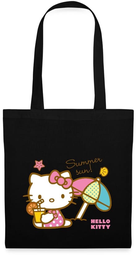 Hello Kitty Op Het Strand Onder Een Zonnescherm Tas Van Stof Schoudertas