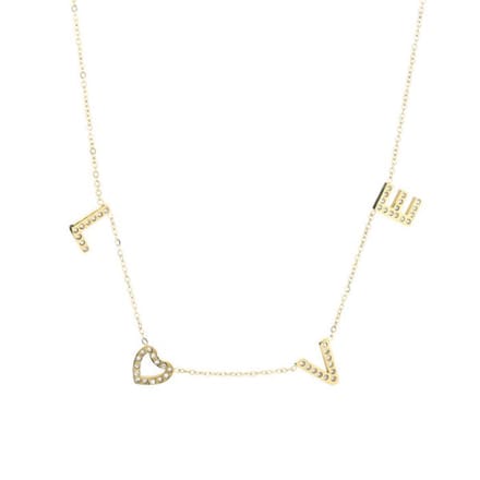 Bijoutheek Collier Love Hart Witte Stenen Goud