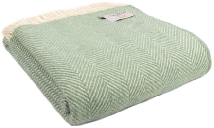 Plaid Visgraat Zee Groen - 150x183 - Nieuw Wol - Tweedmill UK