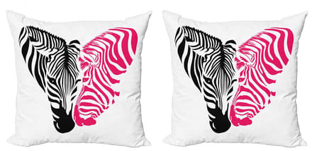 ABAKUHAUS Roze Zebra Kussenhoezen – 2x50x50 cm – Mikrofaser