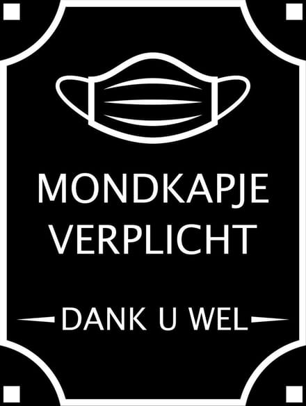 Mondkapje verplicht sticker - wit - 29 cm x 21 cm