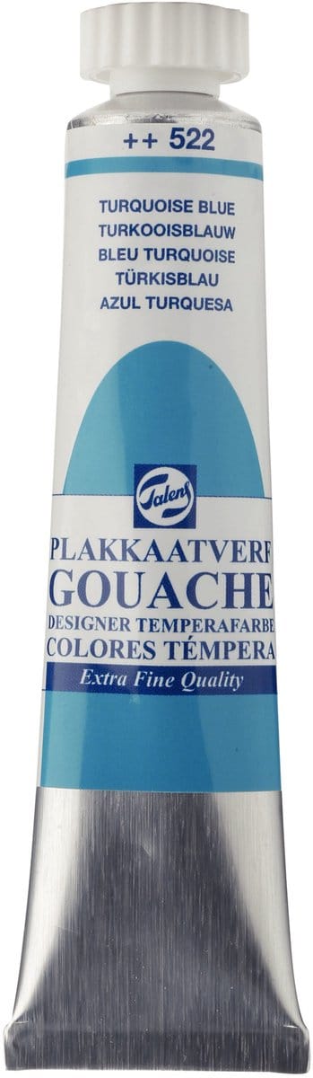 Plakkaatverf - 522 Turkooisblauw - Gouache extra fine - Talens - 20 ml