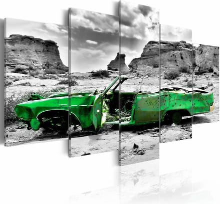Schilderij - Oldtimer in het groen, 5 luik, Grijs/Groen, 2 maten, Premium print