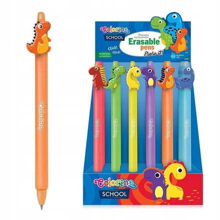 Colorino School Dino Uitwisbare Pen Blauwe Inkt Oranje