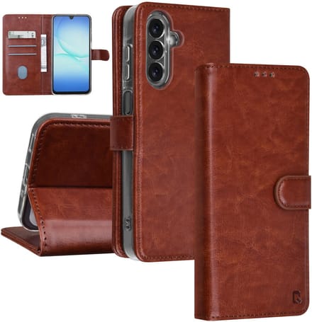 TUNIQ Book type case - Galaxy A17 - Brown - Voor 3 kaarten - Magnetische sluiting
