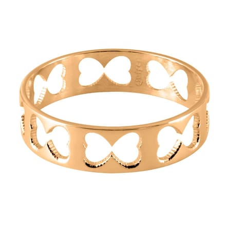 Quiges Stapelring Dames - Vulring Harten - RVS Roségoudkleurig - Maat 20 - Hoogte 6mm