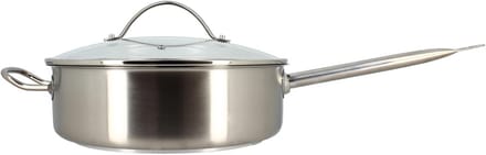 Professionele Stoofpan 28cm RVS met Glazen Deksel - Geschikt voor Alle Warmtebronnen