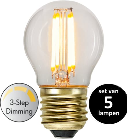 3 standen kogel led lamp - 4W - E27 -2100K - set van 5