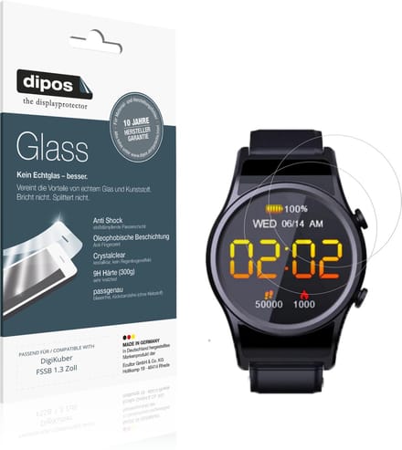 dipos – 2x Pantserfolie geschikt voor DigiKuber FSSB 1.3 Zoll | 9H Screenprotector