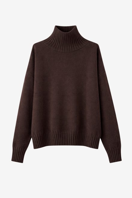 Cashmir wool polo pullover W1165 | Brown - Brown / M