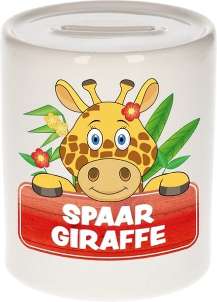 Kinder spaarpot met spaar giraffe opdruk - keramiek - giraffes spaarpotten