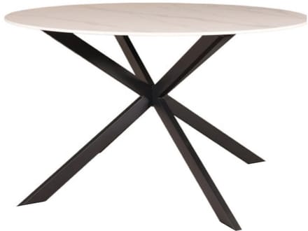 Eettafel rond 130cm Jenna marmerlook wit ronde tafel steen