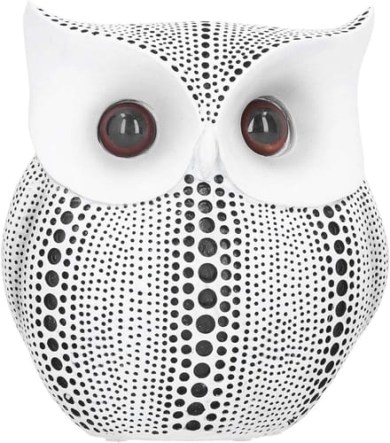 Uil Standbeeld - Decoratieve Beeldjes - Huis Decoratie - Handbeschilderd Hars - 15cm Hoog - Wit