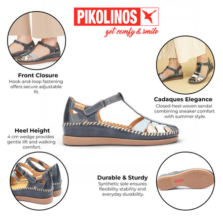 Pikolinos - CADAQUES W8K-0705C1 - Platte sandalenDames Sandalen - Kleur: Blauw - Maat: 42