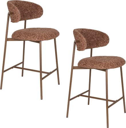 Housecraft Living Claes Barkrukken rugleuning 65 cm Gemêleerd Terra/ Rood - Set van 2