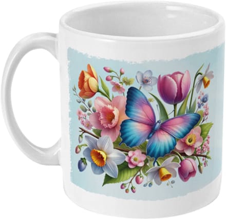 Mok | Bloemen - Vlinder | 325ml