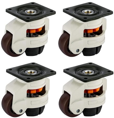 Swivel Casters - 4 Pieces Retractable Workbench Transport Wheels - Height Adjustable Leveling Casters - 1000kg Load Capacity Wheels voor Meubels