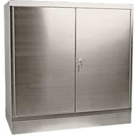 Gereedschapskast, rvs, hoogte 1050 mm, 2 schuifladen, 2 legborden