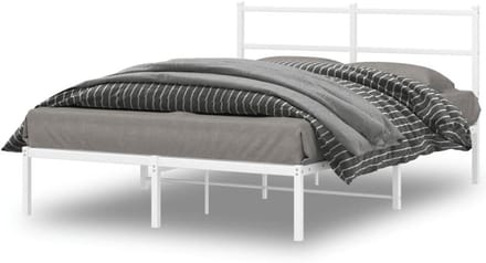 Metalen Bedframe - Ledikant Hoofdbord - Slaapkamer Inrichting - Robuuste Constructie - 140x200 cm - Wit