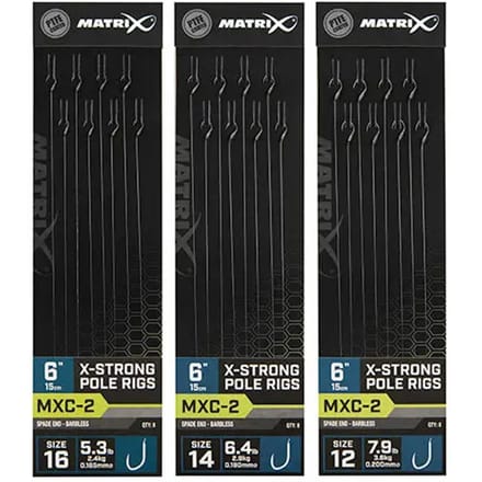 Matrix Onderlijn MXC-2 X-Strong Pole Rigs 6” (15cm) Spade End - Barbless - Maat : Haak 12