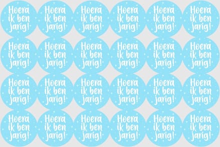 Sluitstickers Hoera ik ben jarig blauw - Verjaardagsstickers