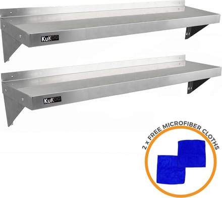 Wandschap - rvs - 140cm x 30cm - set van 2