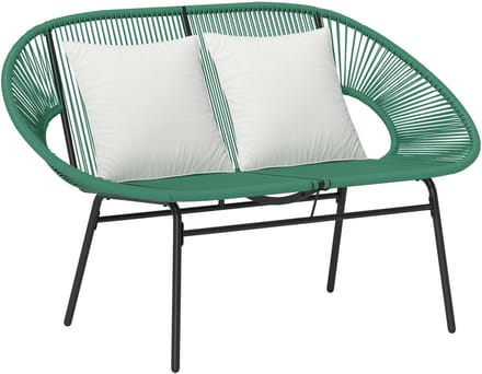 Outsunny-Rotan vrijetijdsstoel-Staal-132x72x83cm-Donkergroen