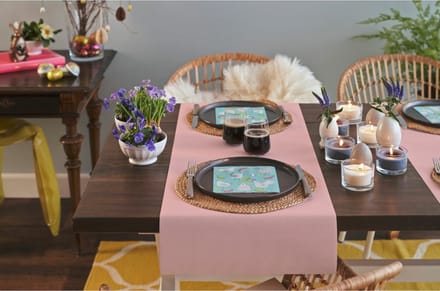 Cosy & Trendy Tafelloper - 2x - papier - licht roze - 480 x 40 cm