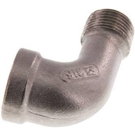 Rp 3/8'' x R 3/8'' F/M RVS L-Fitting 90graden 16 Bar [2 Stuks]