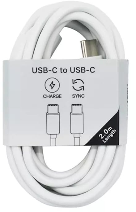Musthavz - USB-C naar USB-C Kabel – 2 Meter – Wit – Snelladen & Dataoverdracht
