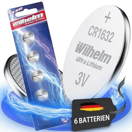6 x CR1632 Knoopcel Batterij 3V Lithium 140 mAh Ø16 x 3,2 mm