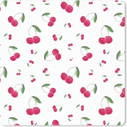 Muismat 20x20 cm - Mousepad Kers - Aquarelverf - Fruit - Muismatten
