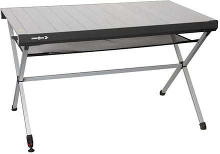 Brunner Titanium Axia 6 - Campingtafel 147 x 76 x 72 cm - Oprolbaar aluminium blad - Verstelbare poot - Mesh opbergnet