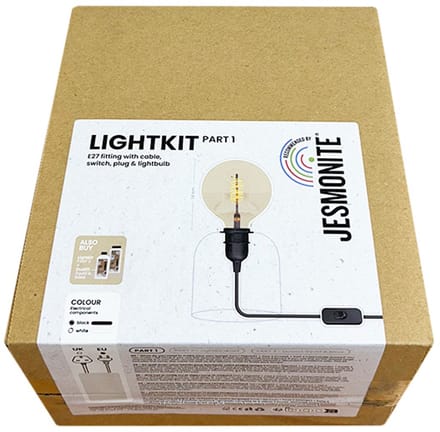 Jesmonite lamp Light Kit E27 kabel schakelaar zwart 1,8m DIY set.