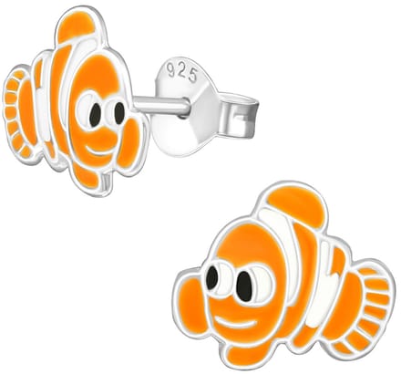 Joy|S - Zilveren vis oorbellen - 9 x 8 mm - clownvis - Nemo oorknoppen
