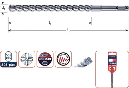 Hamerboor sds plus 4-snijder 6.5x160mm