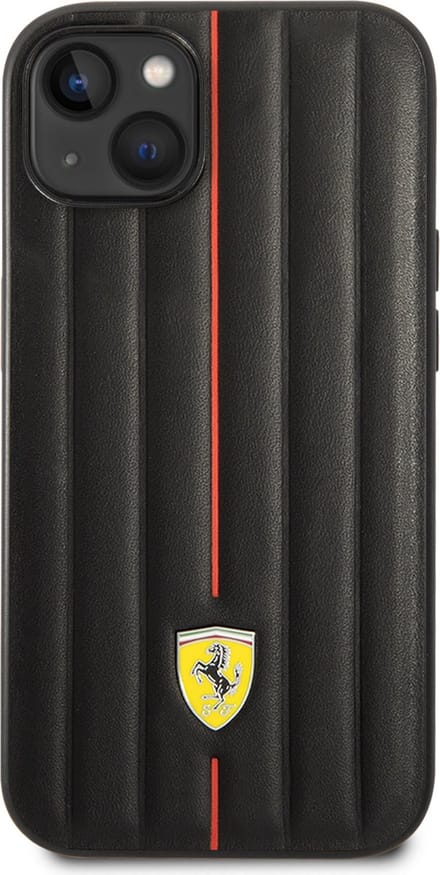 Ferrari iPhone 14 Plus Hardcase Backcover - Hot Stamp - Red Line - Zwart