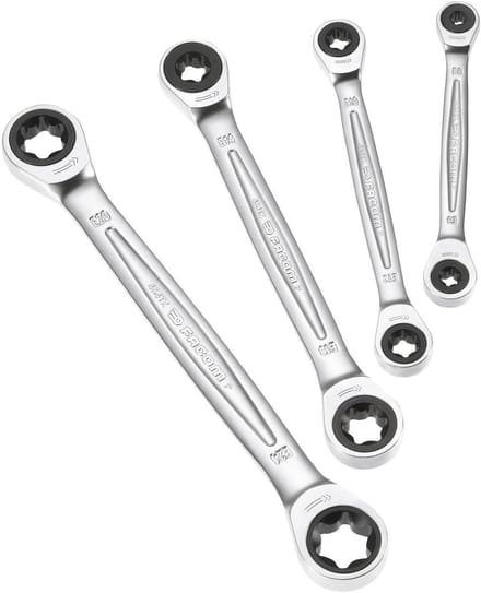 Ratelsleutel Set - Torx Sleutels - Precisiewerk Uitvoeren - Compact Ontwerp - E6-E24 - Chroom