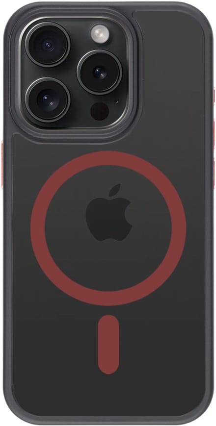 Tactical iPhone 15 Pro MagForce Hyperstealth 2.0 Cover – Hoesje met Losse Klikbare Knoppen – Black/Red