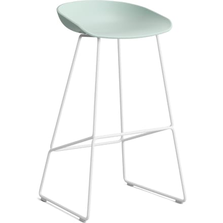 HAY About a Stool AAS 38 - dusty mint 2.0 - wit - Standaard glijders kunststof - Zithoogte 75 cm