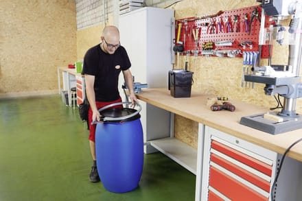 Wijdehalsvat 220 liter blauw levensmiddelengeschikt